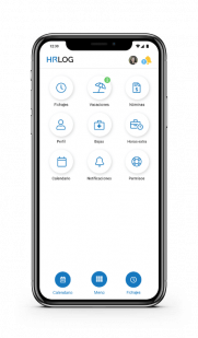 Panrtalla de inicio con menu de funcionalidades en móvil